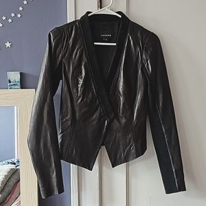 XS Trouve Real Leather Black Blazer Sports Jacket